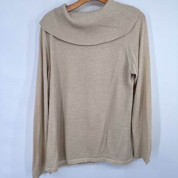 Judith Hart Collection size XL gold Metallic Knit cowl neck Sweater womens - Picture 8 of 10